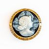 14kt Gold and Hardstone Cameo Pendant/Brooch