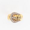 14kt Gold and Diamond Buckle Ring