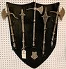 COSTUME ARMOUR INC. MOUNTED METAL WEAPONS 31" X 28"