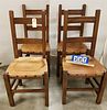 SET OF 4 MISSION STYLE OAK LEATHER SEAT CHAIRS
