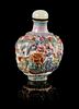 A Famille Rose Porcelain Snuff Bottle Height 2 3/4 inches.