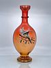 Moser Tall Vase With Sculpted Enamel Parrot