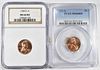 1952 D PCGS , 1958 D NGC WHEAT CENTS MS 66 RD