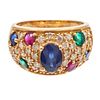 Diamond, Ruby, Sapphire, Emerald, 14k Dome Ring
