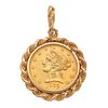 1905 U.S.$5 Liberty Head Coin, 14k Yellow Gold Pendant