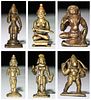 Collection of 6 Bronze/Brass Indian Statues. 19th C