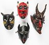4 Vintage Mexican Diablo/Devil Dance Masks