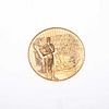 Moneda en oro amarillo de 21k. Primer Centenario de la Constitucion de 1857. Peso: 41.6 g.
