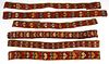 6 Antique Uzbek Cross-Stitch Belts