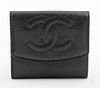 Chanel Black Caviar Leather Folding Wallet