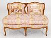 Louis XV Revival Upholstered  Wood Banquette