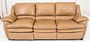 Modern Cream-Colored Leather Reclining Sofa