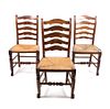 A Set of Six Provincial Oak Ladderback Chairs Height 38 inches.