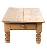 A Provincial Style Pine Low Table Height 18 1/4 x length 47 1/2 x depth 30 1/4 inches.