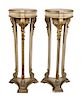 A Pair of Neoclassical Style Painted and Parcel Gilt Pedestals Height 44 1/4 inches.
