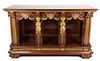 A Continental Empire Style Mahogany and Carved Giltwood Console Table Height 39 x width 66 x depth 27 inches.