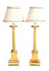 A Pair of Empire Style Giltwood Table Lamps Height 20 inches.