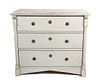 A Swedish Neoclassical Style White-Painted Commode Height 35 3/4 x width 41 x depth 19 inches.