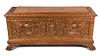 A Continental Carved Walnut Blanket Chest Height 21 1/2 x width 47 3/4 x depth 17 inches.