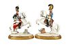 A Pair of Nymphenberg Porcelain Military Figures on Horseback Height 13 1/2 inches.