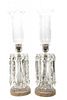 A Pair of Molded and Cut Crystal Single Light Candelabra Height 24 1/2 inches.