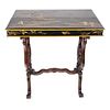 A Pair of Victorian Chinoiserie Lacquer Top Side Tables Height 28 1/2 x width 27 1/2 x depth 15 3/4 inches.