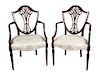 A Pair of Hepplewhite Style Mahogany Open Armchairs Height 36 1/2 inches.