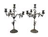 A Pair of Continental Silver-Plate Four-Light Candelabra Height 25 inches.