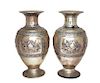 A Pair of Italian Silver Vases Height 20 1/2 inches.
