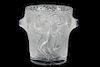 A Lalique Molded and Frosted Glass Ganymead Ice Bucket. Height 8 7/8 inches.