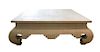 A Chinese Style Low Coffee Table Height 17 1/4 x width 51 x depth 51 inches.