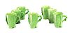 A Set of Seven Dodie Thayer Lettuce Ware Mugs Height 5 1/4 inches.