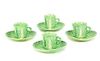A Set of Four Dodie Thayer Lettuce Ware Cups and Saucers Height of cup 2 3/4 inches.