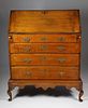 American Queen Anne Tiger Maple Slant Front Desk on Frame, 18th Century
