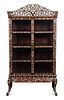 A Chinese Mother-of-Pearl Inlaid Rosewood Vitrine Cabinet Height 80 1/2 x width 44 x depth 16 inches.