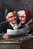 Artist Unknown, (Continental, 19th century), Elderly Couple Reading Paper
