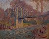 Joseph Louis Lepine, (French, 1867-1943), Suspension Bridge Over River