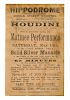 Houdini, Harry. Hippodrome Theatre of Varieties/ Solid Silver Manacle Release. Brighton: W.E. Nash,