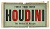 Houdini, Harry. Houdini Poster Fragment. Circa 1910. Text in black and red over a light green field