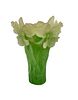 Daum Pate de Verre Art Glass Lime Green Iris Vase