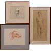 Herbert Steinberg (1928-1987) Three Figural Studies, Watercolor, pastel and graphite on paper,