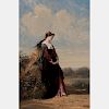 Henri Charles Antoine Baron (1816-1885) Lady in a Landscape, Oil on board,