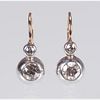 A Pair of 14kt. Yellow Gold, Platinum and Diamond Earrings,