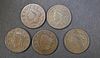 LOT OF 5 BETTER DATE LARGE CENTS  AG-G