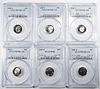 LOT OF 6 PCGS GRADED ROOSEVELT DIMES: