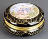 French Porcelain & Enamel Round Jewelry Box