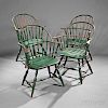 Assembled Set of Four Green-painted Sack-back Windsor Chairs