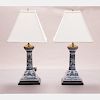 A Pair of Chinese Blue and White Porcelain Lamps,