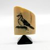 Vintage Bone Carving of a Bird by Clayton Black Marble Base