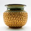 Royal Doulton Stoneware Ceramic Vase Gold Floral Pattern